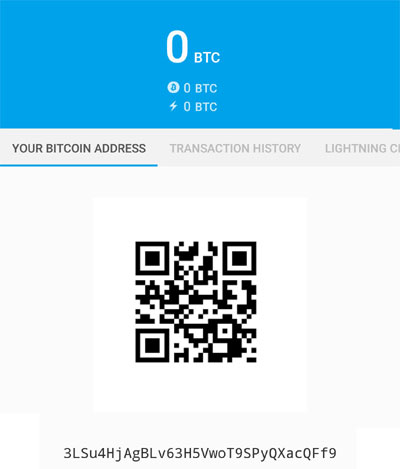 Scan de qr code of kopieer het Btcoin adres